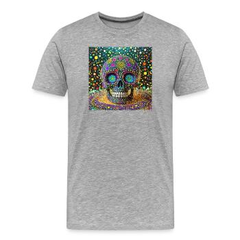 Dia de los Muertos Skull - Men's Premium Organic T-Shirt - heather grey - Front - Damien (186cm)