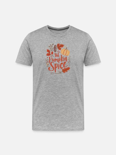 Autumnal pumpkin design with leaves pumpkin - Men's Premium Organic T-Shirt - heather grey
