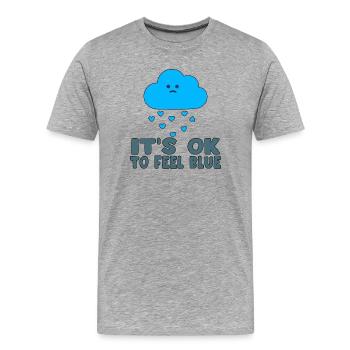 Nuage Mélancolique Cœurs Bleus - T-shirt bio Premium Homme - gris chiné - Devant - Damien (186cm)