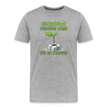 Wachstum eines grünen und motorischen Sprosses - Männer Premium Bio T-Shirt - Grau meliert - Vorne - Damien (186cm)