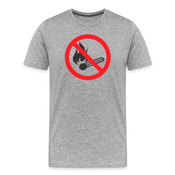 Schild "Keine offenen Flammen" - Männer Premium Bio T-Shirt - Grau meliert - Vorne - Damien (186cm)