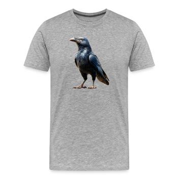 Corbeau, Corbeau, Oiseau, Corbeau Corbeau, Choucas, Corbeau noir - T-shirt bio Premium Homme - gris chiné - Devant - Damien (186cm)