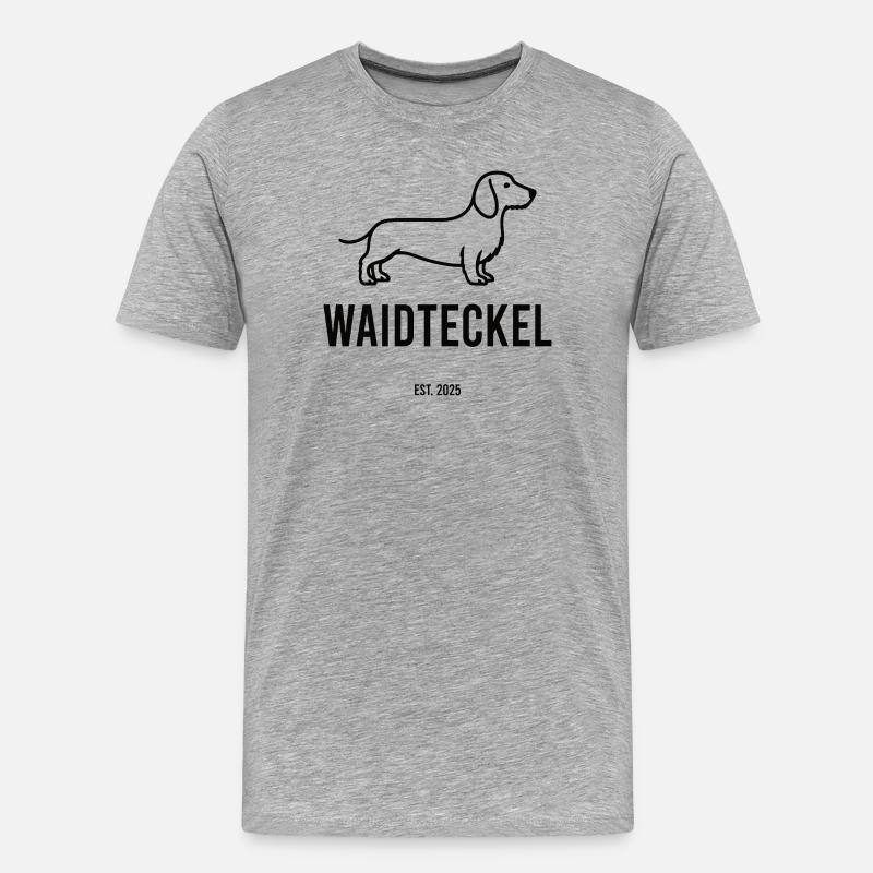 Waidteckel – Jagdliebe trifft Dackelpower. 🐾🌲 - Männer Premium Bio T-Shirt - Grau meliert