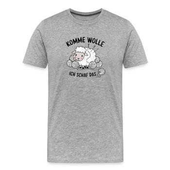 Come on I want sheep the funny knitting motif - Men's Premium Organic T-Shirt - heather grey - Front - Damien (186cm)