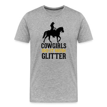 Western Rider Saying Western Horses - Men's Premium Organic T-Shirt - heather grey - Front - Damien (186cm)