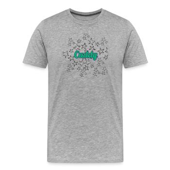 Luminous caddy lettering with stars - Men's Premium Organic T-Shirt - heather grey - Front - Damien (186cm)