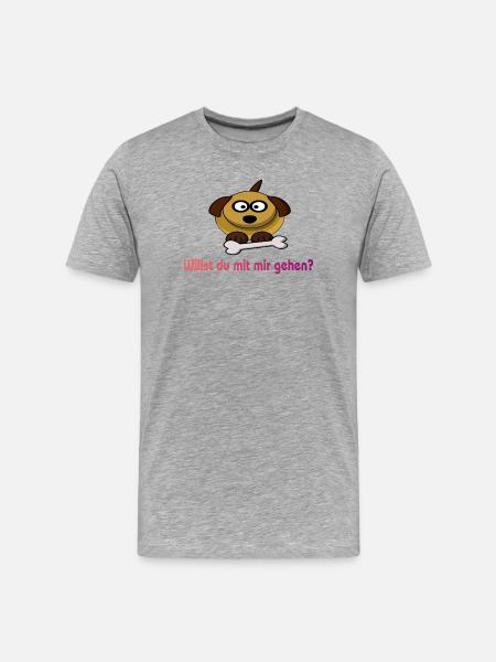 Cute Puppy with Bone Motif - Men's Premium Organic T-Shirt - heather grey