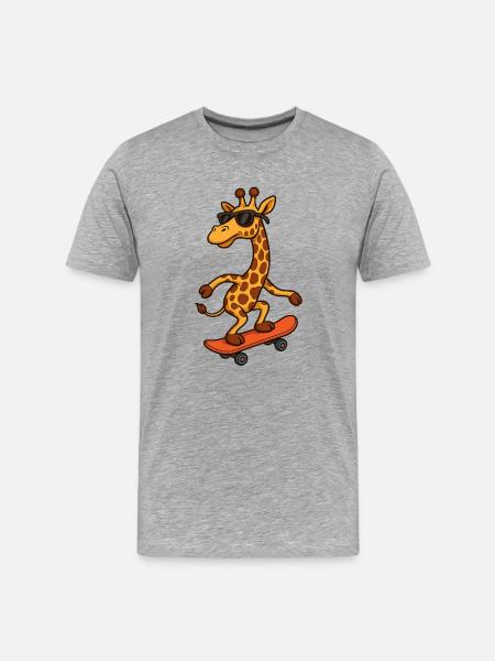 Stylish skateboarding giraffe with sunglasses - Men's Premium Organic T-Shirt - heather grey