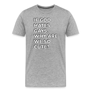 Gay humour - Men's Premium Organic T-Shirt - heather grey - Front - Damien (186cm)