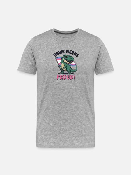T-Rex Pride – Rawr Means Proud - Men's Premium Organic T-Shirt - heather grey