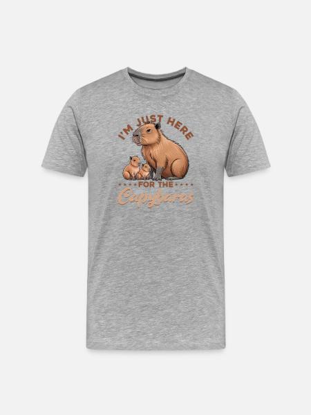 Funny aesthetic Kawaii Capybara - Männer Premium Bio T-Shirt - Grau meliert