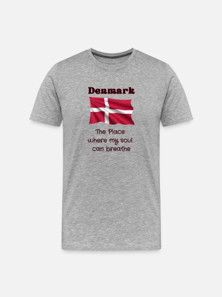 Denmark flag with heart and text - Men's Premium Organic T-Shirt - heather grey
