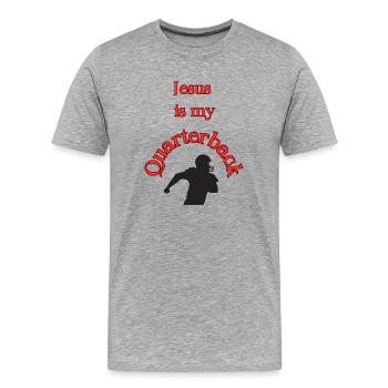 Jésus est mon quarterback T-shirt - T-shirt bio Premium Homme - gris chiné - Devant - Damien (186cm)