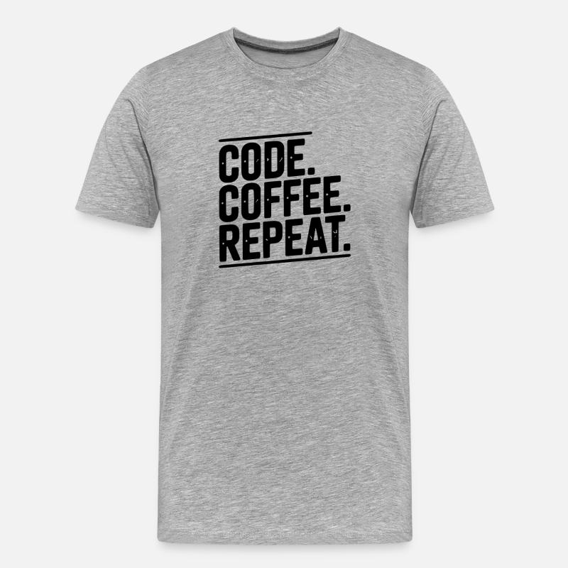 Code Kaffee-Wiederholung - Männer Premium Bio T-Shirt - Grau meliert