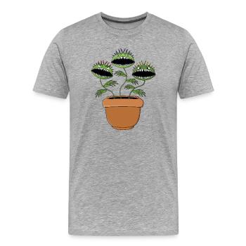 Illustration de plante carnivore vive - T-shirt bio Premium Homme - gris chiné - Devant - Damien (186cm)