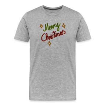 Festliches Frohe Weihnachten Handlettering - Männer Premium Bio T-Shirt - Grau meliert - Vorne - Damien (186cm)