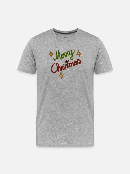Festive Merry Christmas Handlettering - Men's Premium Organic T-Shirt - heather grey