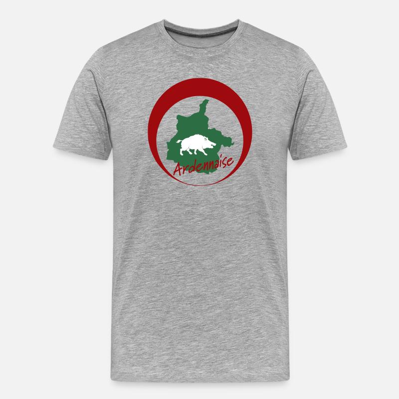 Ardennen-Wildschwein-Emblem - Männer Premium Bio T-Shirt - Grau meliert
