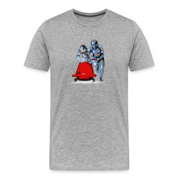 Bobsledder pushing at the start - Men's Premium Organic T-Shirt - heather grey - Front - Damien (186cm)
