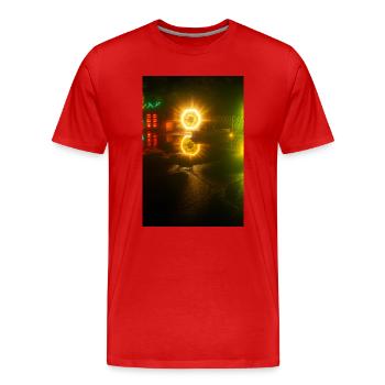 Leuchtendes Neon-Reflexion-Motiv - Männer Premium Bio T-Shirt - Rot - Vorne - Damien (186cm)