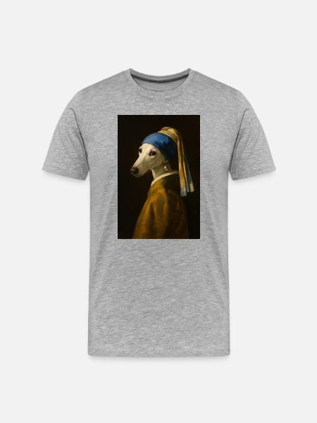 Dog Portrait Artistic Print - Men's Premium Organic T-Shirt - heather grey
