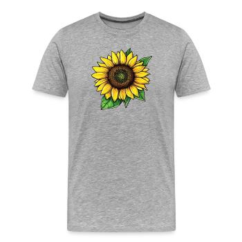 Sonnenblume Vektor Grafik Illustration - Männer Premium Bio T-Shirt - Grau meliert - Vorne - Damien (186cm)