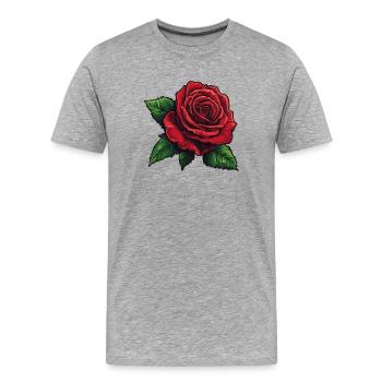 Rose rouge / Pétales graphique vectoriel - T-shirt bio Premium Homme - gris chiné - Devant - Damien (186cm)