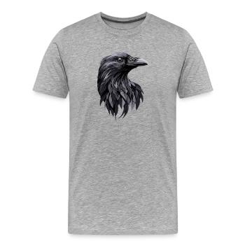 Corbeau, Corbeau, Oiseau, Corbeau Corbeau, Choucas, Corbeau noir - T-shirt bio Premium Homme - gris chiné - Devant - Damien (186cm)