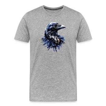 Corbeau, Corbeau, Oiseau, Corbeau Corbeau, Choucas, Corbeau noir - T-shirt bio Premium Homme - gris chiné - Devant - Damien (186cm)