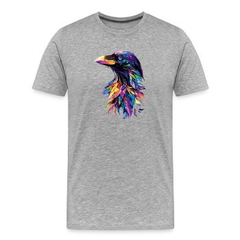 Corbeau, Corbeau, Oiseau, Corbeau Corbeau, Choucas, Corbeau noir - T-shirt bio Premium Homme - gris chiné - Devant - Damien (186cm)