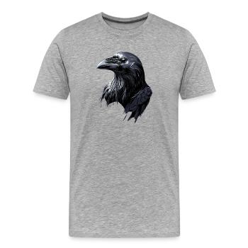Raven, Crow, Bird, Raven Crow, Jackdaw, Black Raven - Men's Premium Organic T-Shirt - heather grey - Front - Damien (186cm)