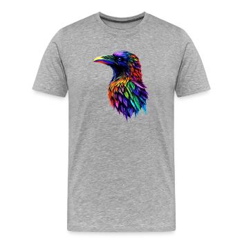 Corbeau, Corbeau, Oiseau, Corbeau Corbeau, Choucas, Corbeau noir - T-shirt bio Premium Homme - gris chiné - Devant - Damien (186cm)