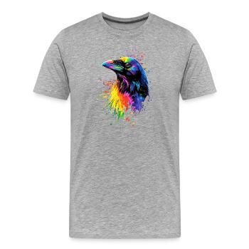 Corbeau, Corbeau, Oiseau, Corbeau Corbeau, Choucas, Corbeau noir - T-shirt bio Premium Homme - gris chiné - Devant - Damien (186cm)
