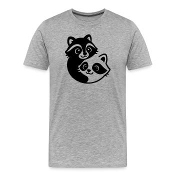Ying Yang Blaireau Couple - T-shirt bio Premium Homme - gris chiné - Devant - Damien (186cm)