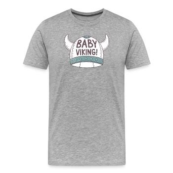 Bébé Viking Casque Illustré - T-shirt bio Premium Homme - gris chiné - Devant - Damien (186cm)