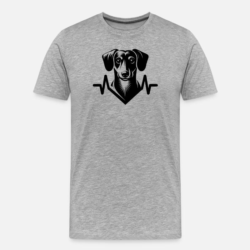 Dackel Herzschlag - Männer Premium Bio T-Shirt - Grau meliert