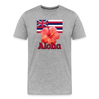 Hibiscus tropical drapeau hawaïen - T-shirt bio Premium Homme - gris chiné - Devant - Damien (186cm)