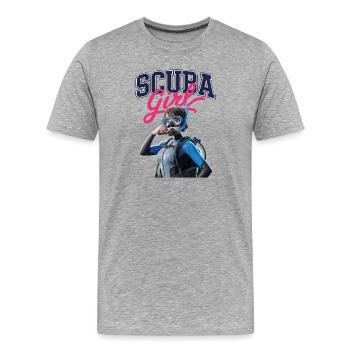 Scuba Girl Taucherin Design - Männer Premium Bio T-Shirt - Grau meliert - Vorne - Damien (186cm)