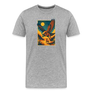 Majestic Hawk Hunting Bunny  - Men's Premium Organic T-Shirt - heather grey - Front - Damien (186cm)