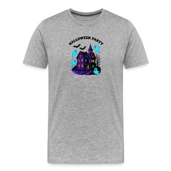 Maison hantée Halloween - T-shirt bio Premium Homme - gris chiné - Devant - Damien (186cm)