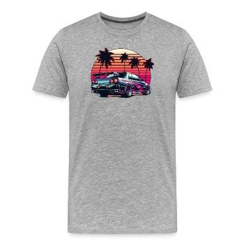 JDM voiture Japonais Voiture Rétro Course Drifting Légende - T-shirt bio Premium Homme - gris chiné - Devant - Damien (186cm)