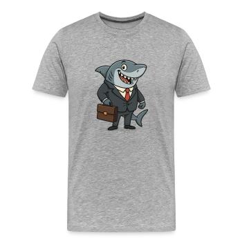 Requin d’affaires requin avec combinaison - T-shirt bio Premium Homme - gris chiné - Devant - Damien (186cm)
