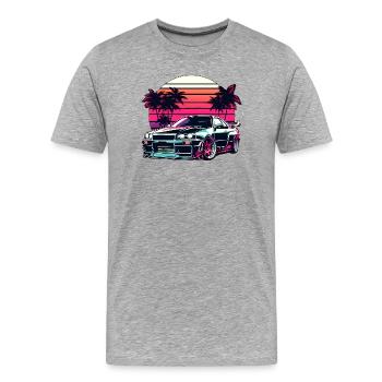 JDM voiture Japonais Voiture Rétro Course Drifting Légende - T-shirt bio Premium Homme - gris chiné - Devant - Damien (186cm)