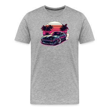 JDM voiture Japonais Voiture Rétro Course Drifting Légende - T-shirt bio Premium Homme - gris chiné - Devant - Damien (186cm)
