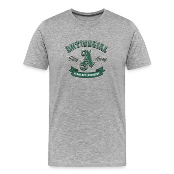Asoziales Wappen - Männer Premium Bio T-Shirt - Grau meliert - Vorne - Damien (186cm)