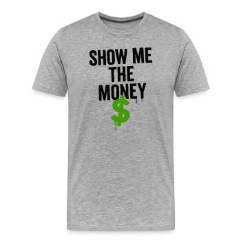 Humorvolles Finanzmotiv mit Dollarzeichen - Männer Premium Bio T-Shirt - Grau meliert - Vorne - Damien (186cm)