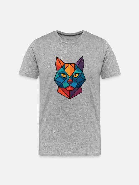 Cat | Cat Head Print / Print / Design - Men's Premium Organic T-Shirt - heather grey