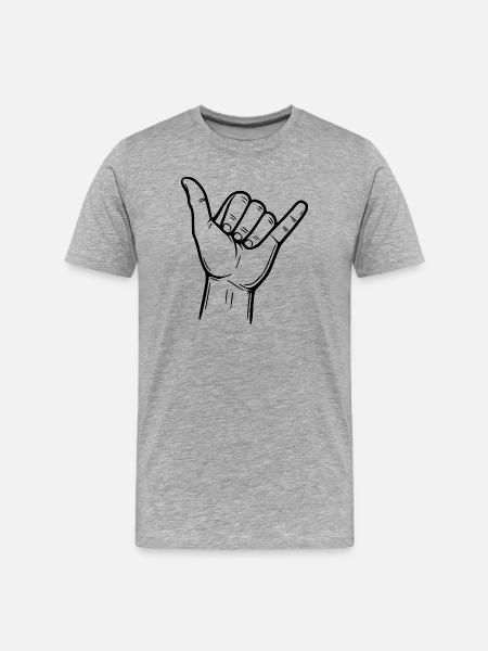 Shaka Handzeichen – Surfer Sign - Männer Premium Bio T-Shirt - Grau meliert