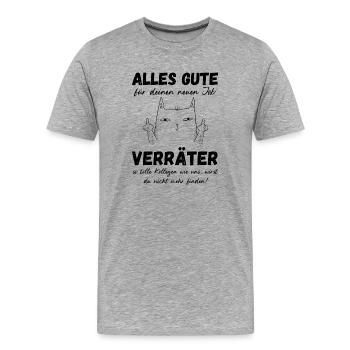 Chat traître Collègues Collègues Adieu - T-shirt bio Premium Homme - gris chiné - Devant - Damien (186cm)