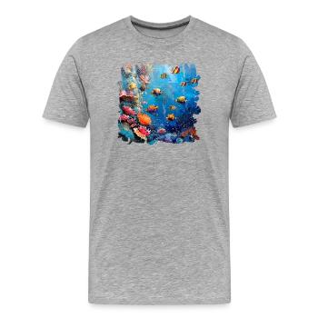 Lebendiges Korallenriff Unterwasserwelt - Männer Premium Bio T-Shirt - Grau meliert - Vorne - Damien (186cm)